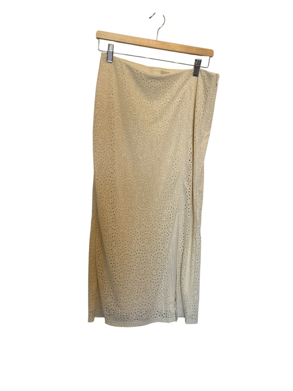 a new day Cream Eyelet Maxi Skirt with Side Slit